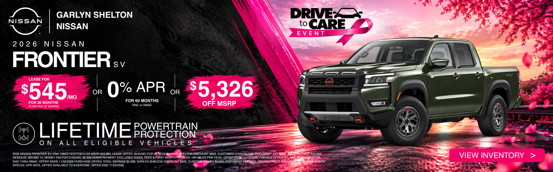 Save $5326 off MSRP of Frontier