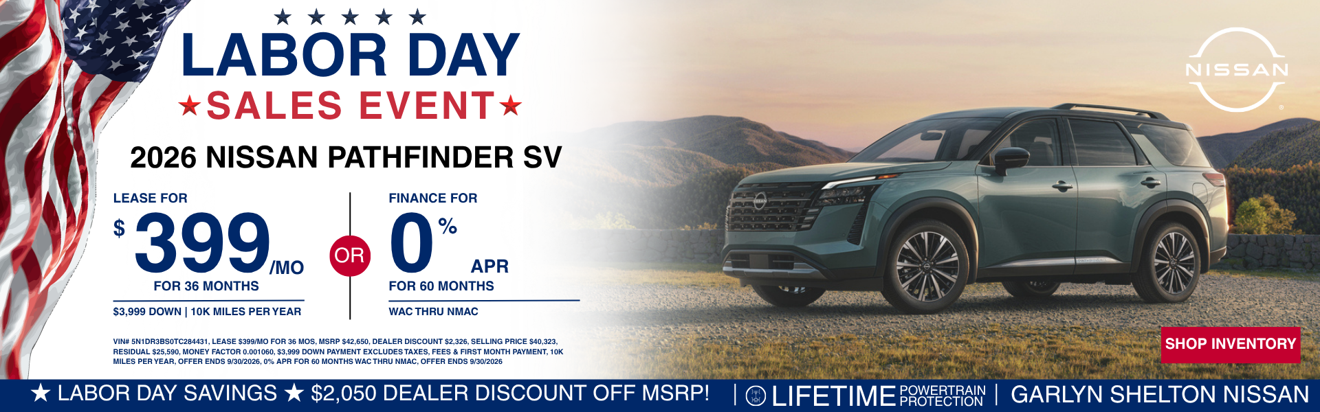 2026 Nissan Pathfinder SV Labor Day Sale