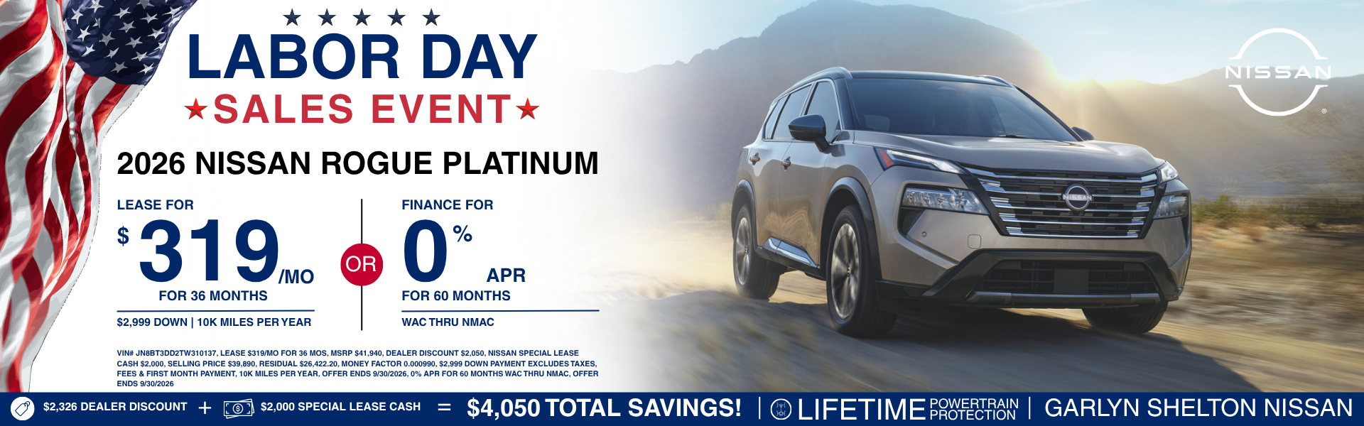 2026 Nissan Rogue Platinum Labor Day Sale 